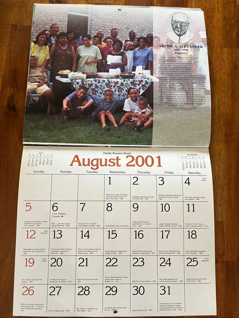Vtg 2001 STATE FARM Insurance Ad Calendar Neighborly Heroes BLACK HISTORY